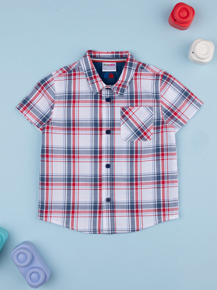 βρεφικό πουκάμισο καρό μπλε/κόκκινο για αγόρι - Prénatal