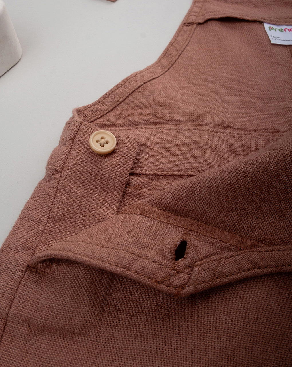 βρεφική σαλοπέτα λινή καφέ savana για αγόρι - Prénatal