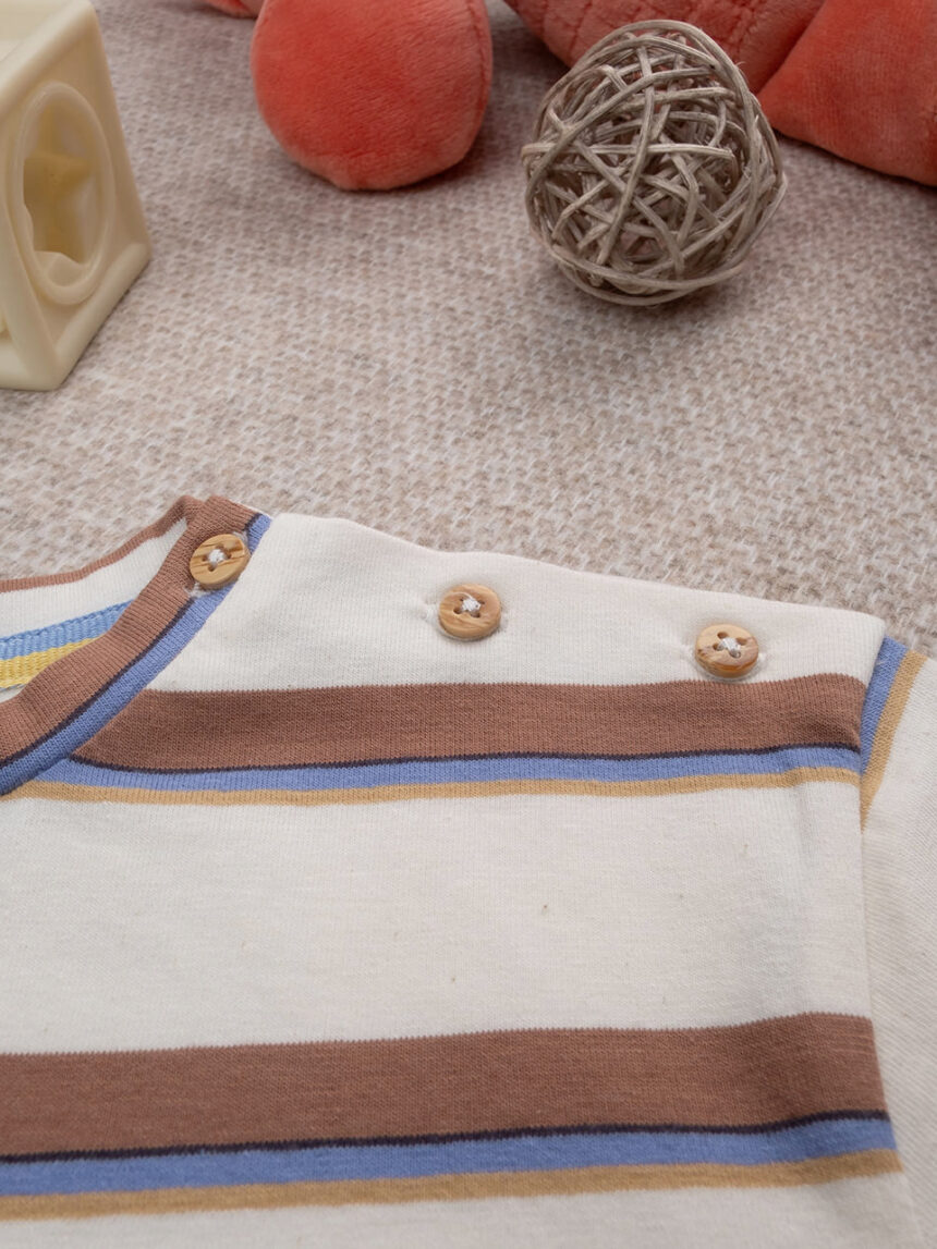 βρεφικό t-shirt μπεζ ριγέ με ελέφαντα για αγόρι - Prénatal