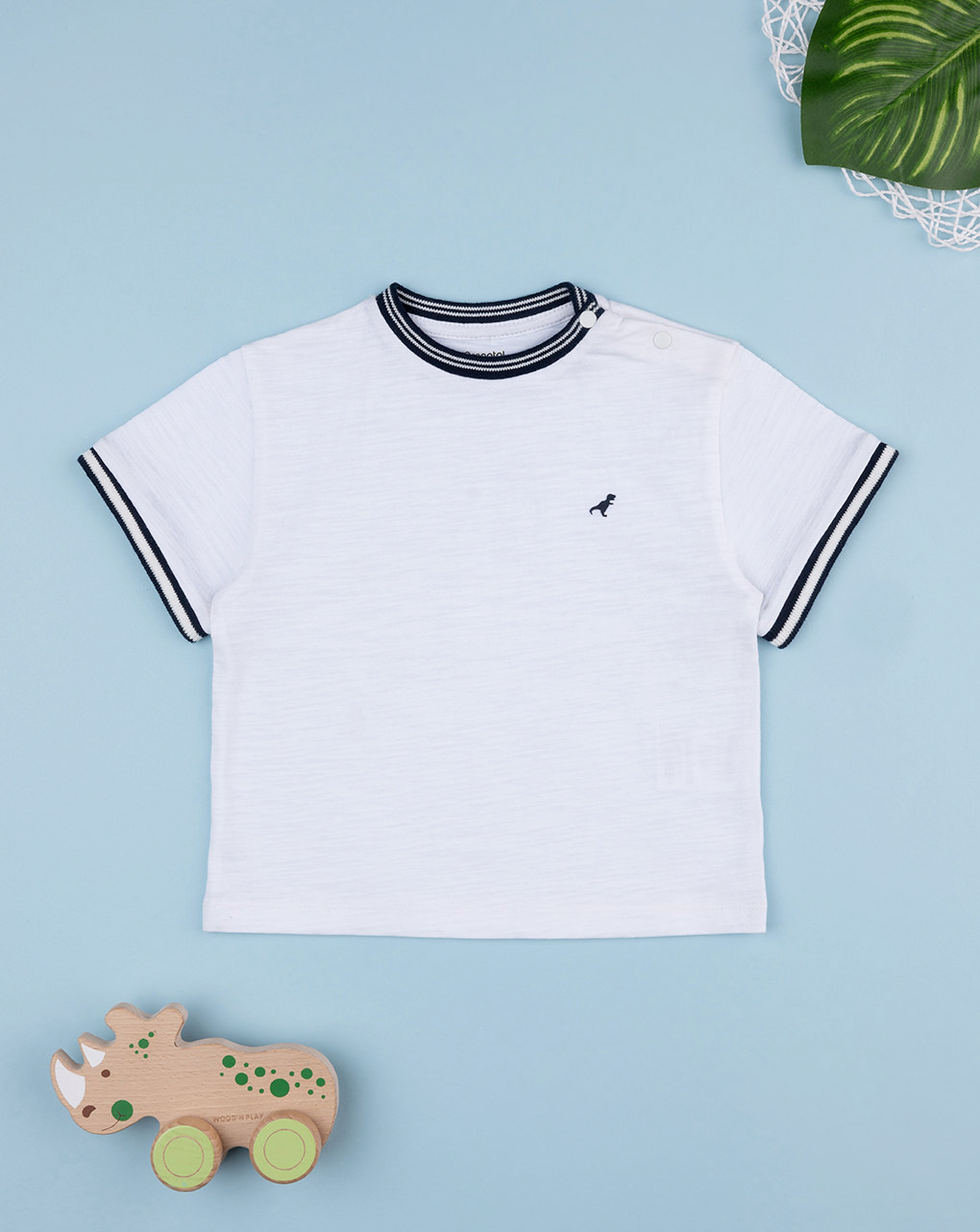 βρεφικό t-shirt λευκό με δεινόσαυρο για αγόρι - Prénatal