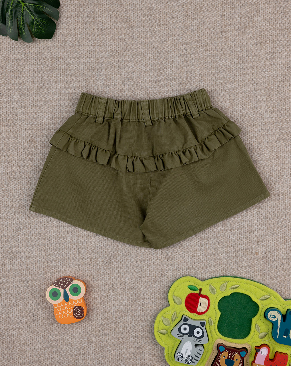 βρεφικό σορτσάκι χακί με λουλούδια για κορίτσι - Prénatal