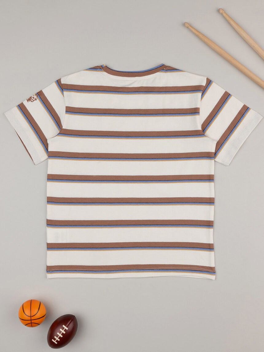 παιδικό t-shirt μπεζ ριγέ με λιοντάρι για αγόρι - Prénatal