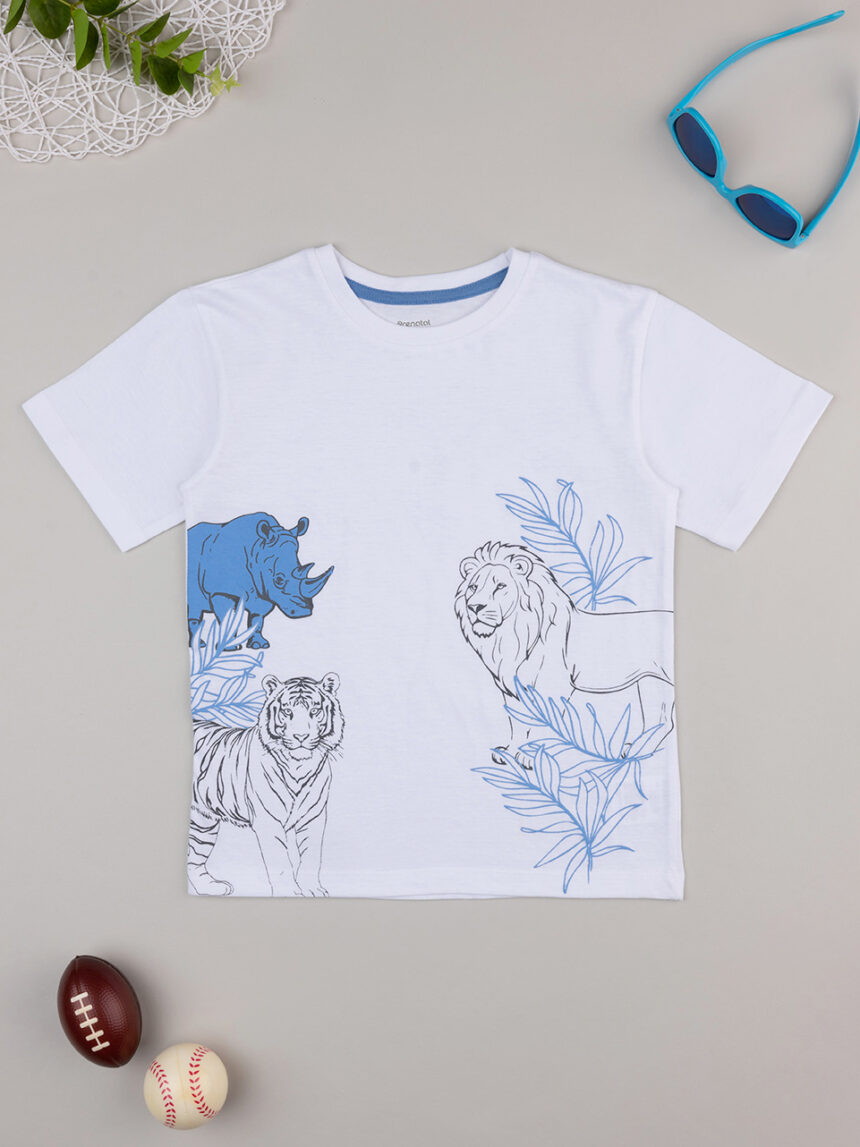 παιδικό t-shirt λευκό/μπλε savana για αγόρι - Prénatal