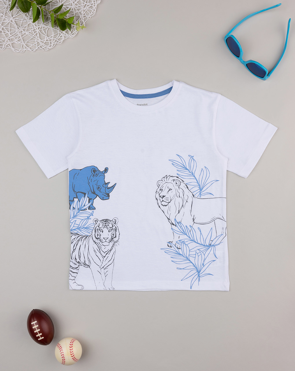 παιδικό t-shirt λευκό/μπλε savana για αγόρι