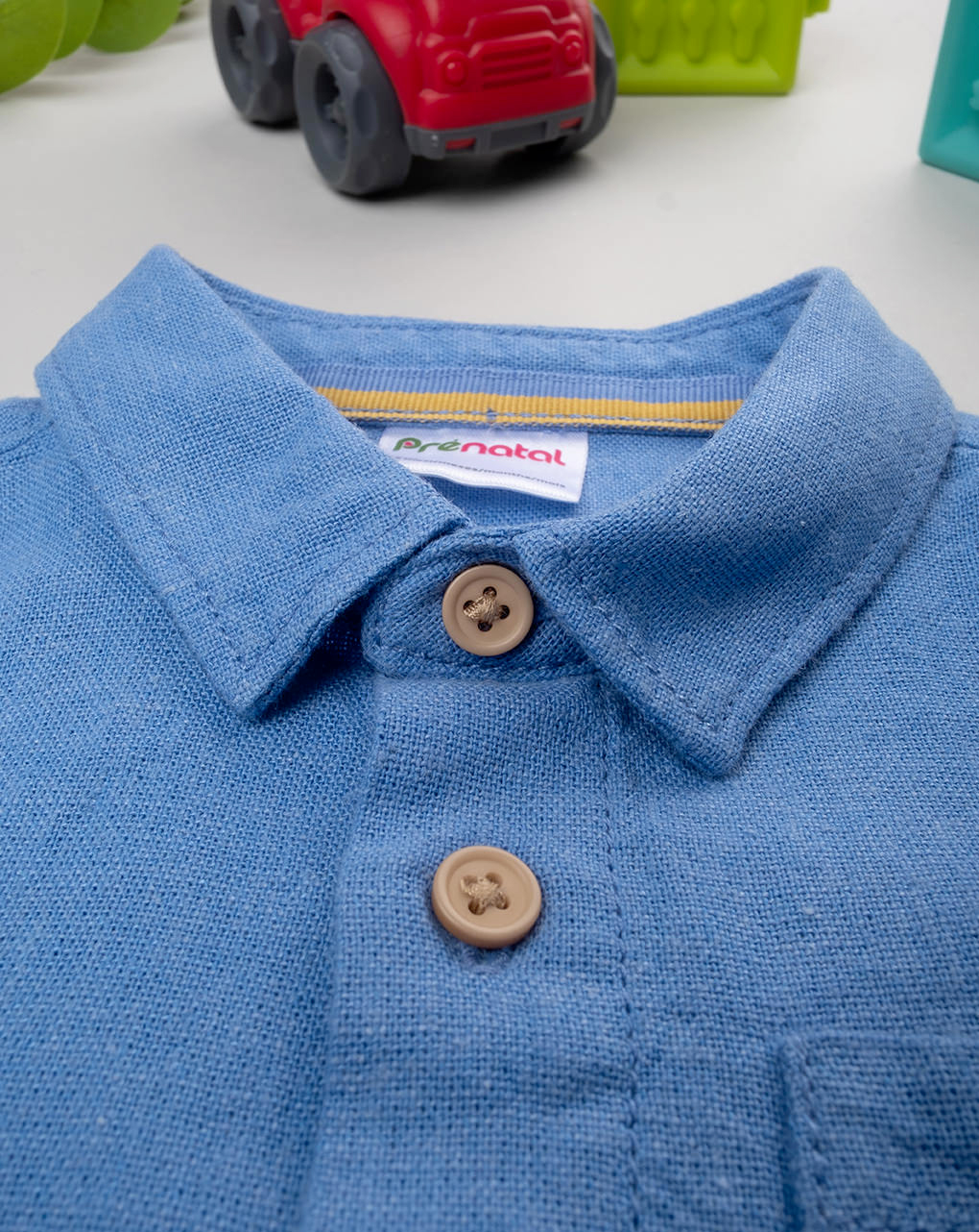 βρεφικό πουκάμισο λινό μπλε για αγόρι - Prénatal