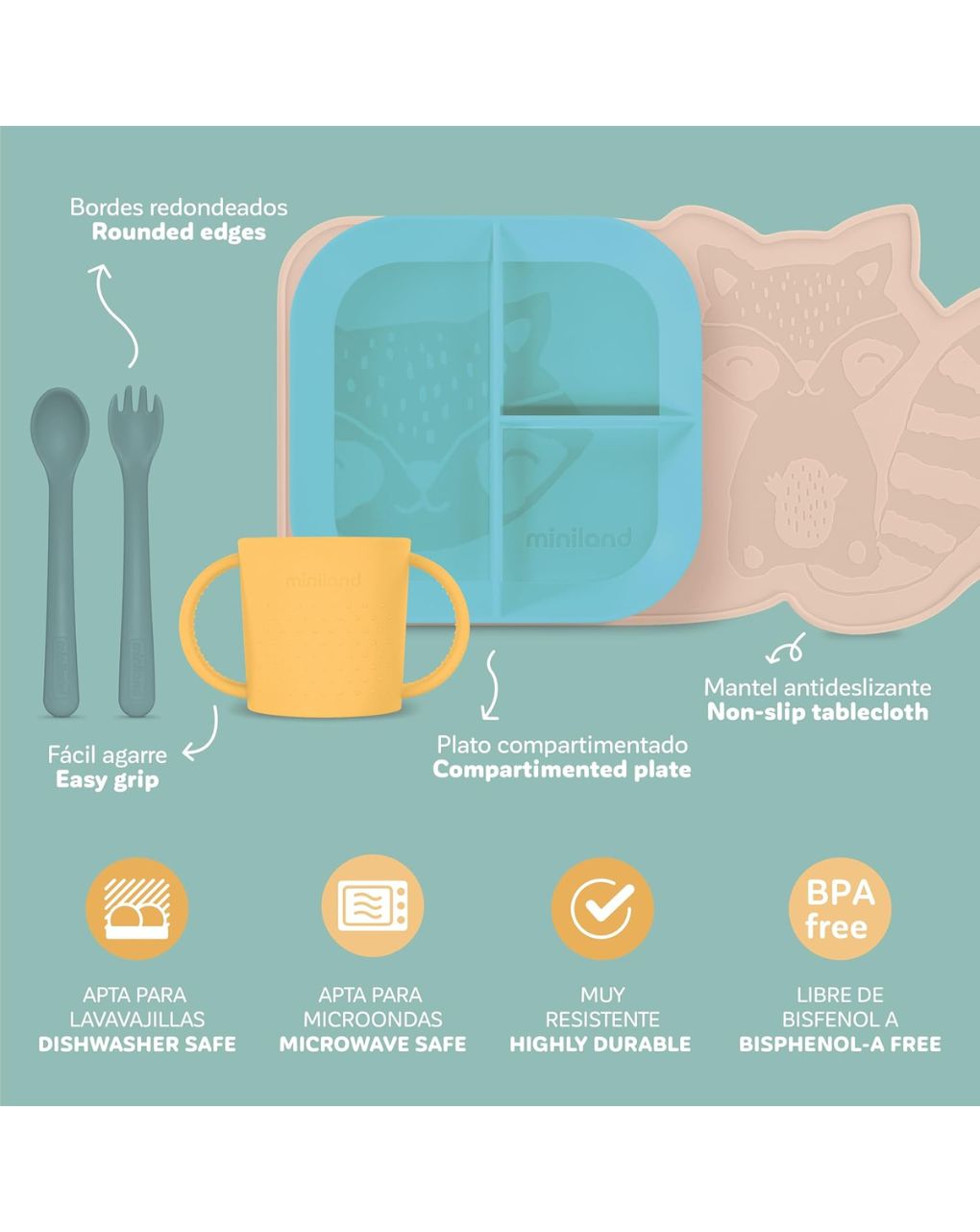 Miniland blw σετ φαγητού sunshine ml89612 - Miniland