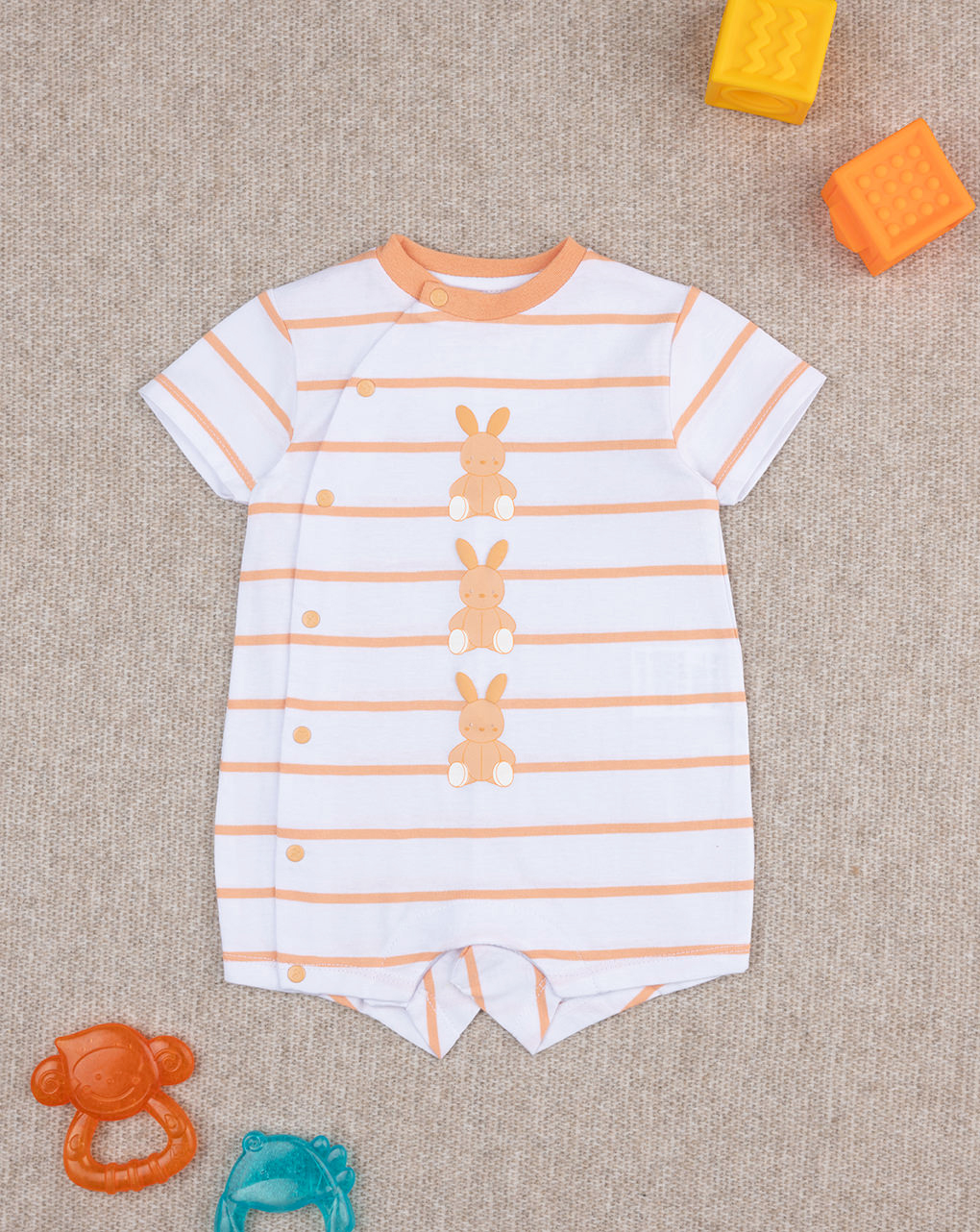 βρεφικό φορμάκι ριγέ πορτοκαλί baby smile unisex