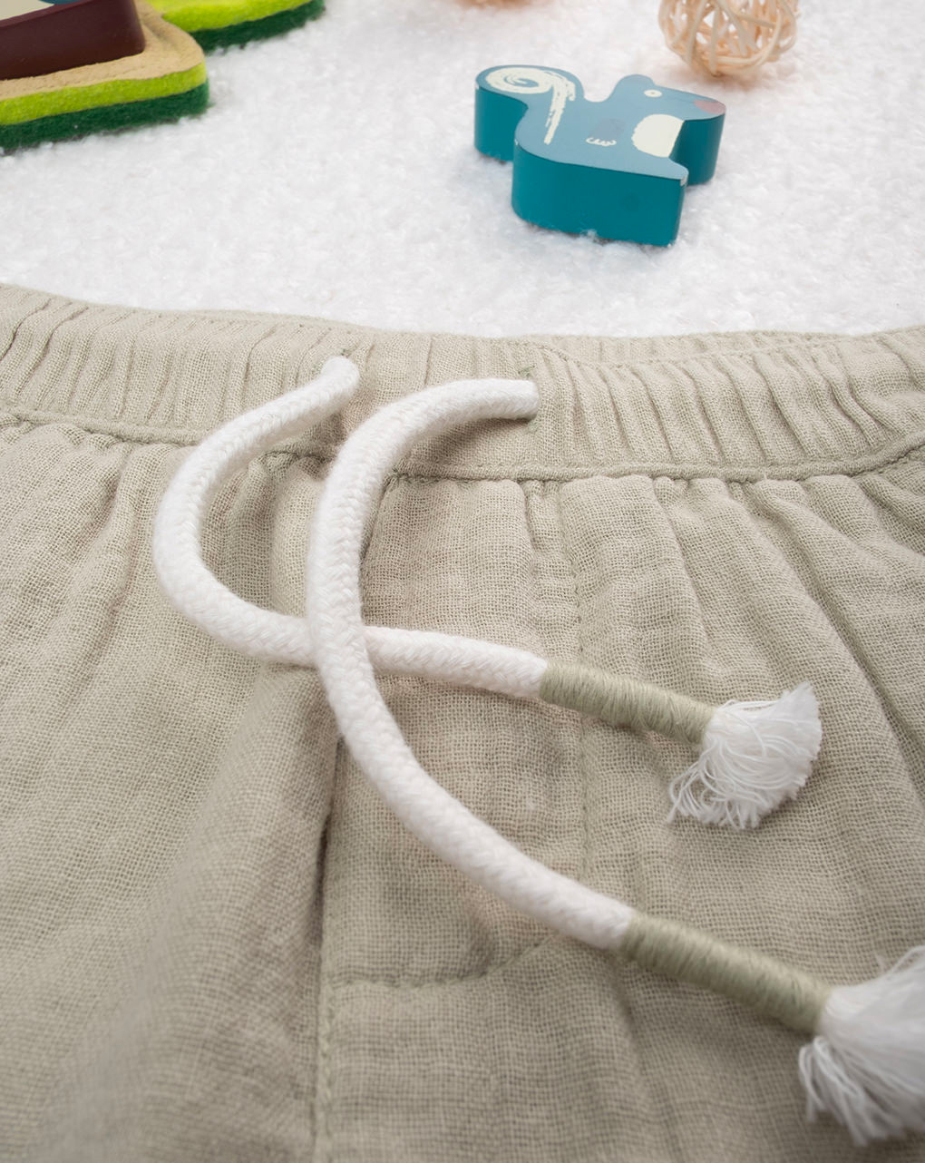 βρεφικό σορτσάκι μουσελίνα λαδί happiness mood για αγόρι - Prénatal