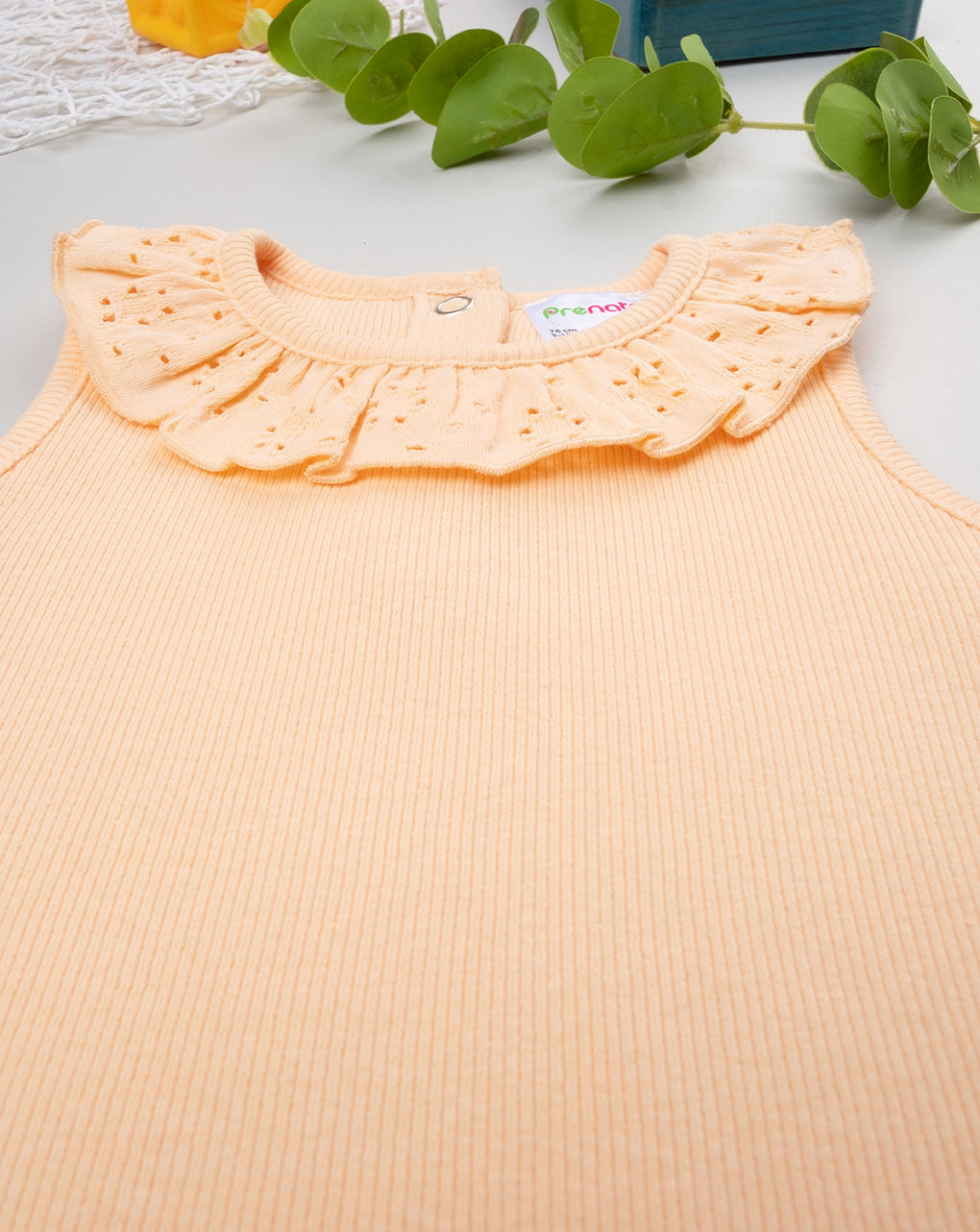 βρεφική αμάνικη μπλούζα ριμπ πορτοκαλί sangallo για κορίτσι - Prénatal