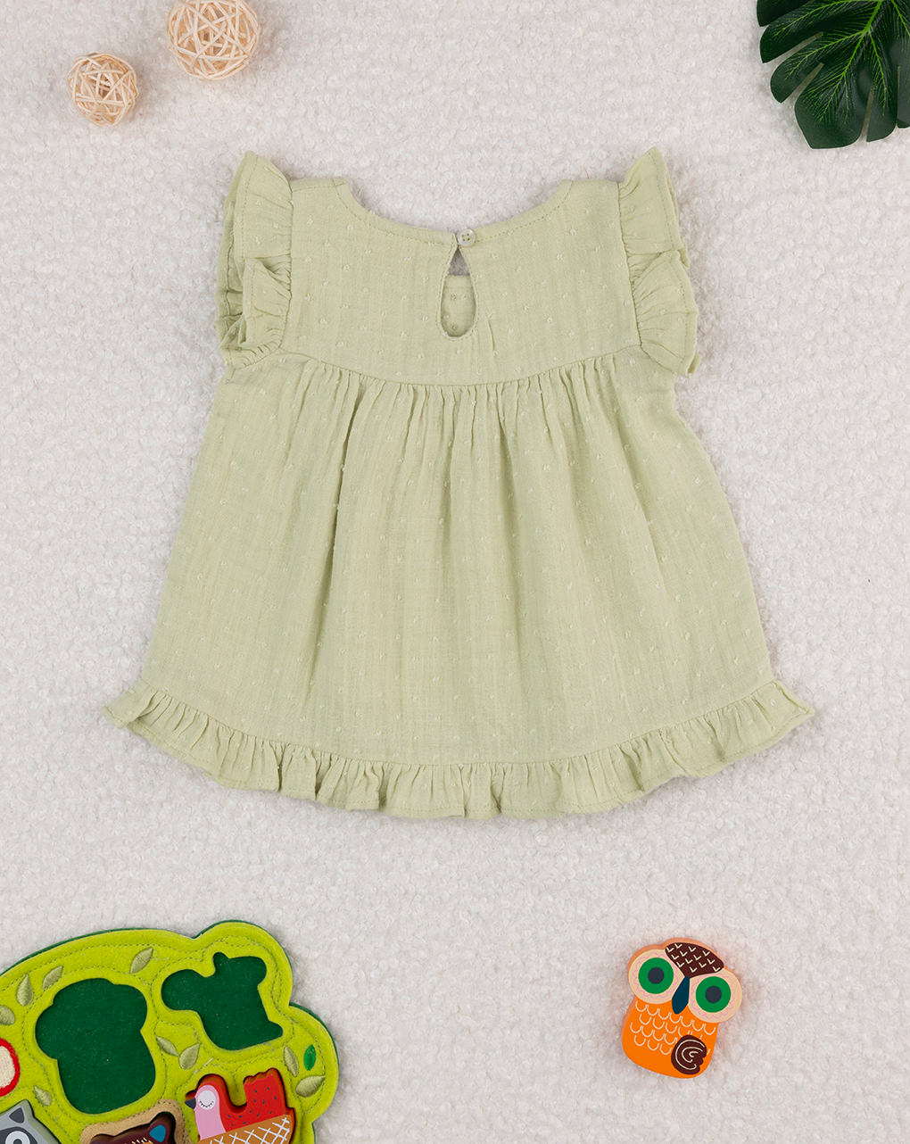 βρεφικό πουκάμισο πράσινο με βολάν για κορίτσι - Prénatal