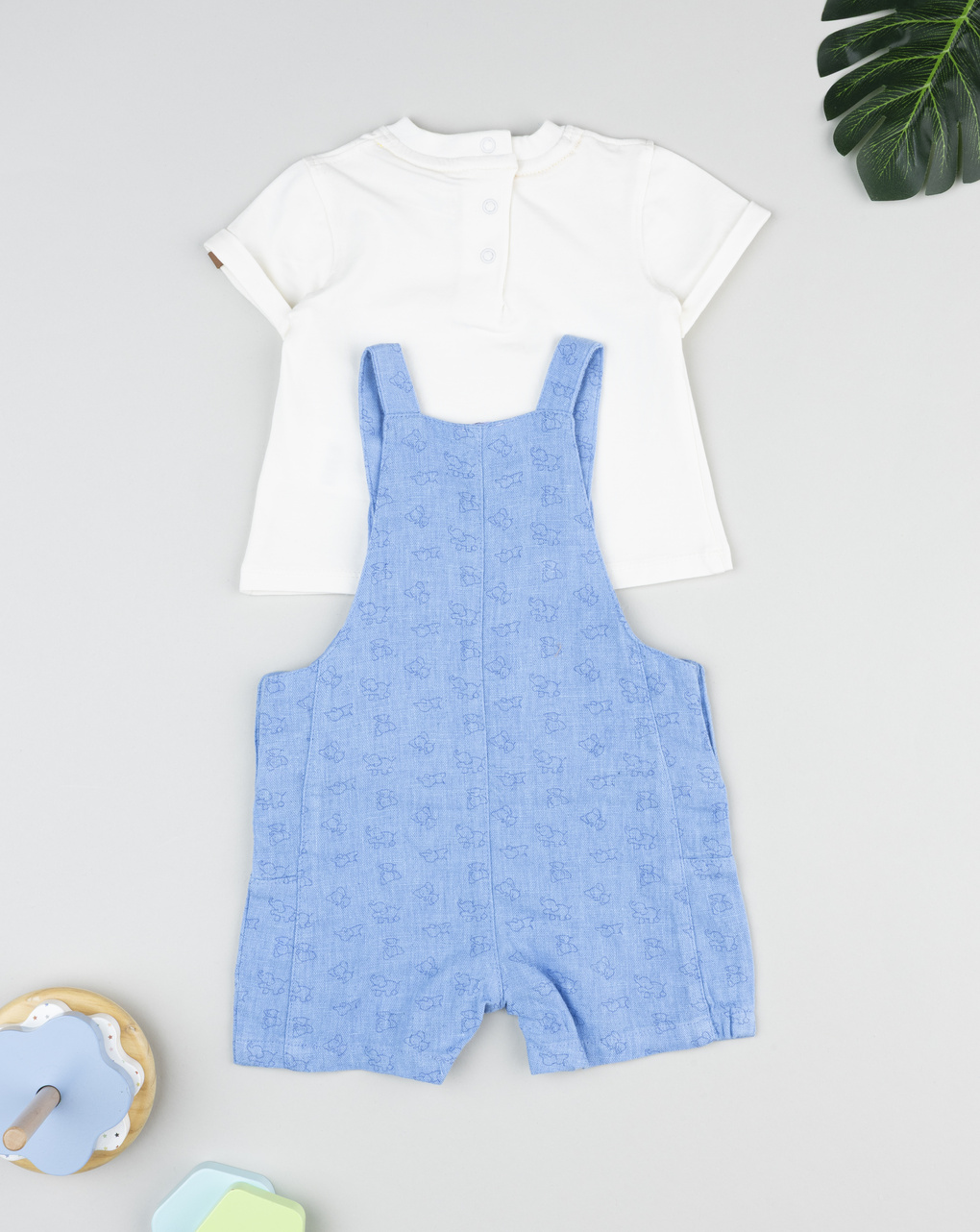 βρεφικό σετ t-shirt και σαλοπέτα με ελεφαντάκια για αγόρι - Prénatal