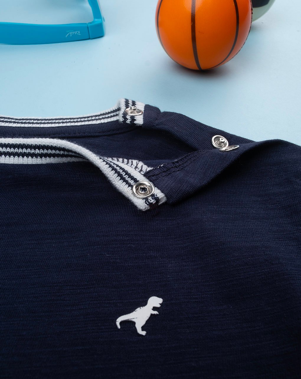 βρεφικό t-shirt μπλε με δεινόσαυρο για αγόρι - Prénatal