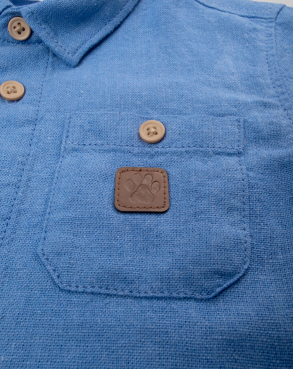 βρεφικό πουκάμισο λινό μπλε για αγόρι - Prénatal