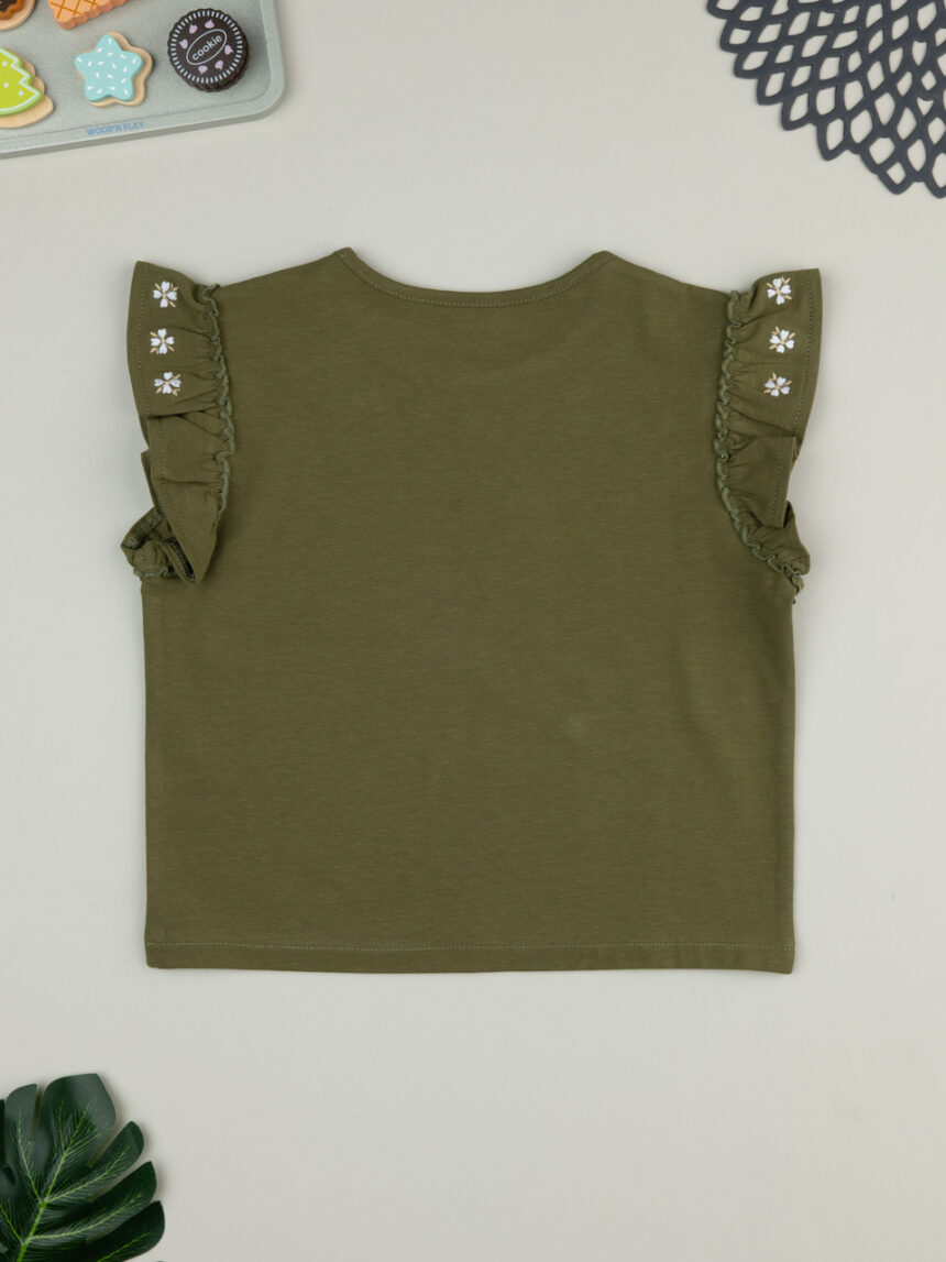 παιδικό t-shirt χακί με λουλούδια για κορίτσι - Prénatal