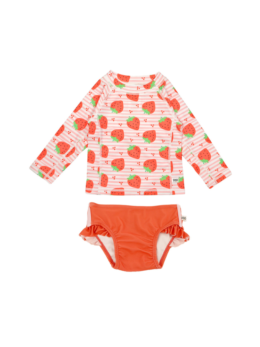 Zoocchini σετ uv μαγιό και μπλούζα strawberry 6 μηνών - 4 ετών zoo16404 - Zoocchini