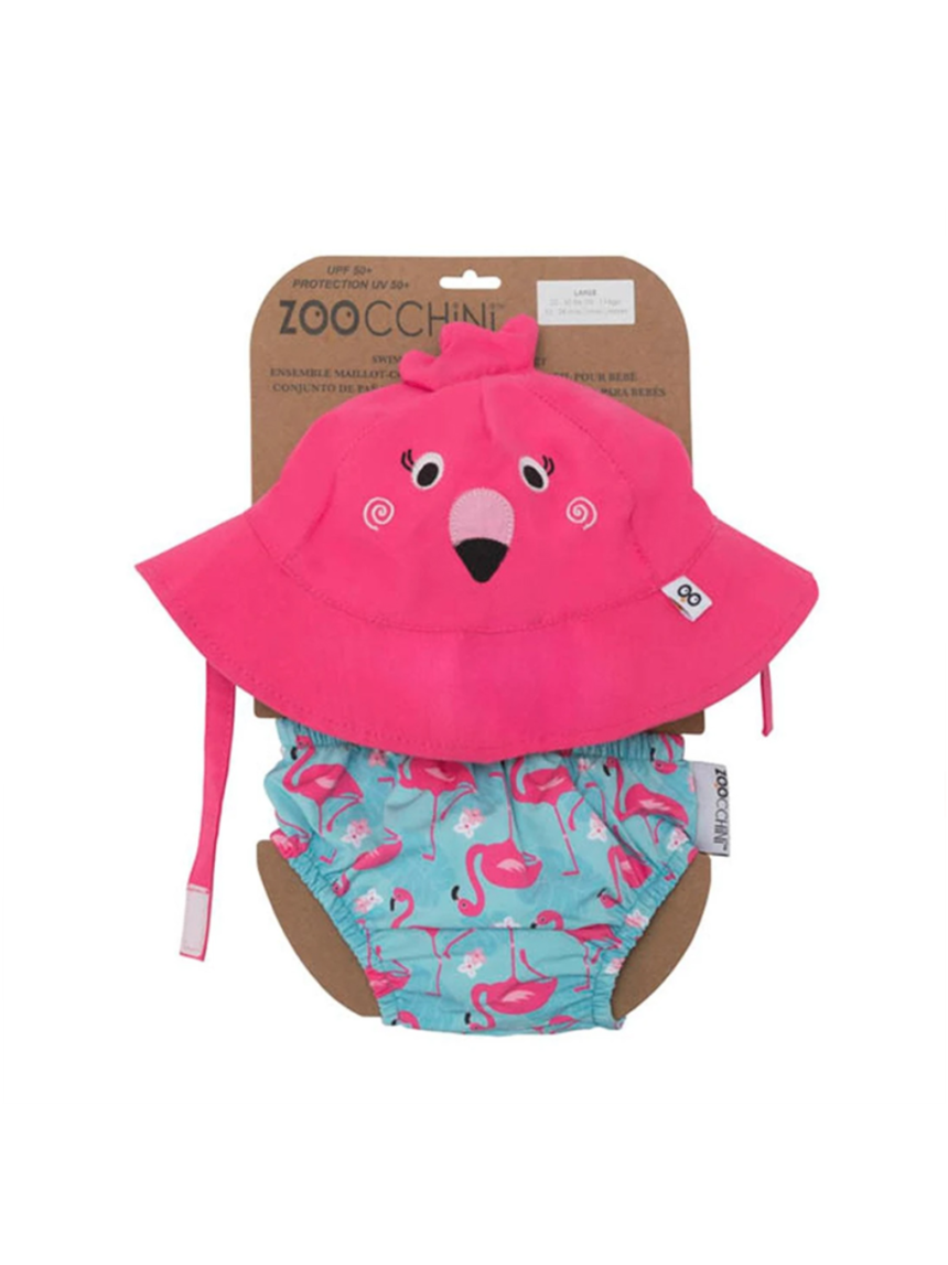 Zoocchini σετ μαγιό και καπέλο upf50+ franny the flamingo 6-24 μηνών zoo1706 - Zoocchini