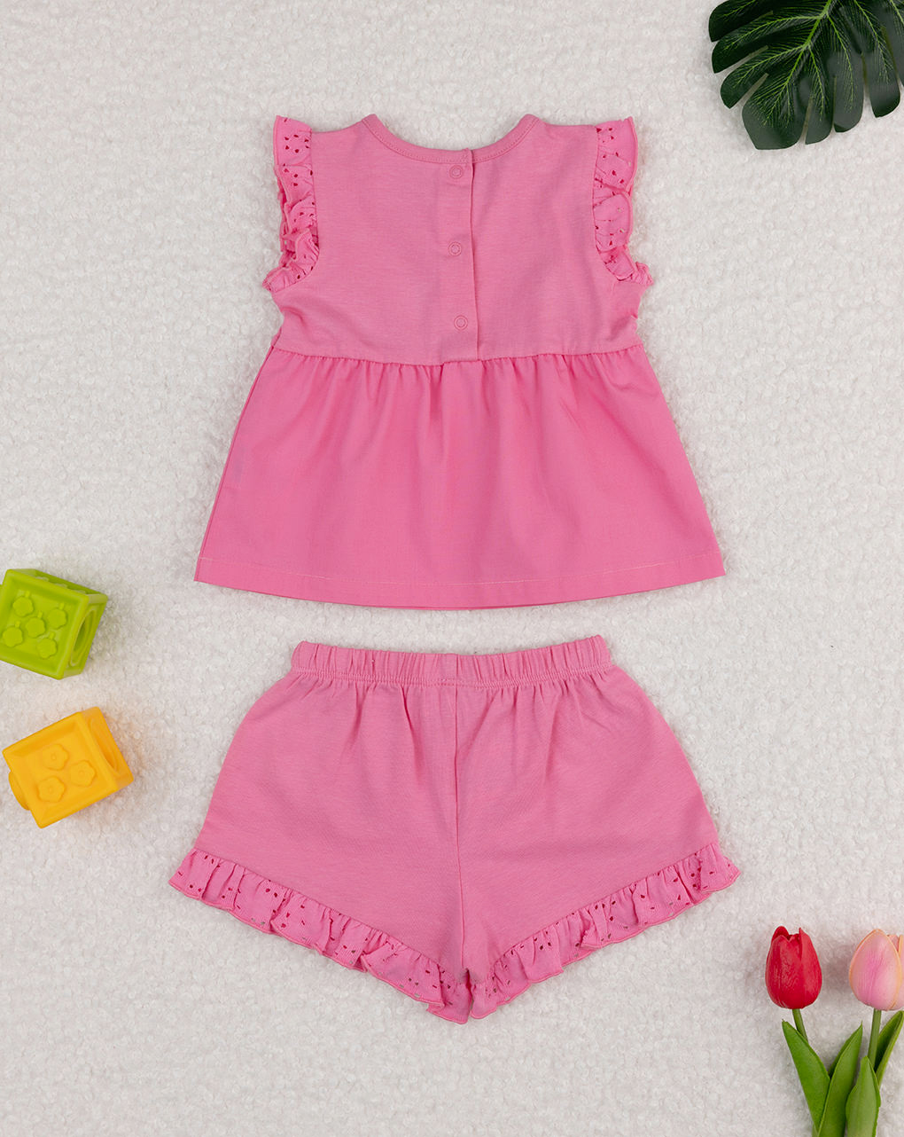 βρεφικό σετ μπλούζα και σορτσάκι φούξια για κορίτσι - Prénatal