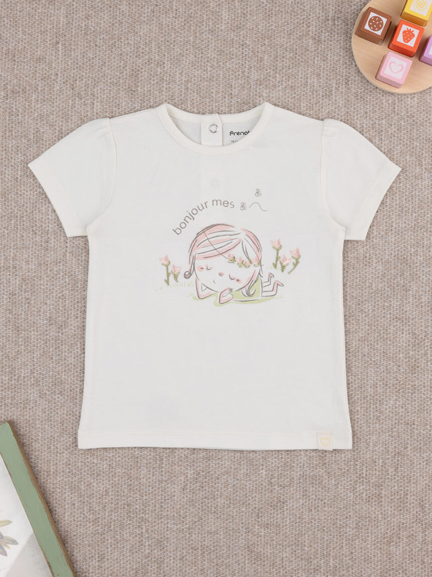 βρεφικό t-shirt λευκό bonjour για κορίτσι - Prénatal