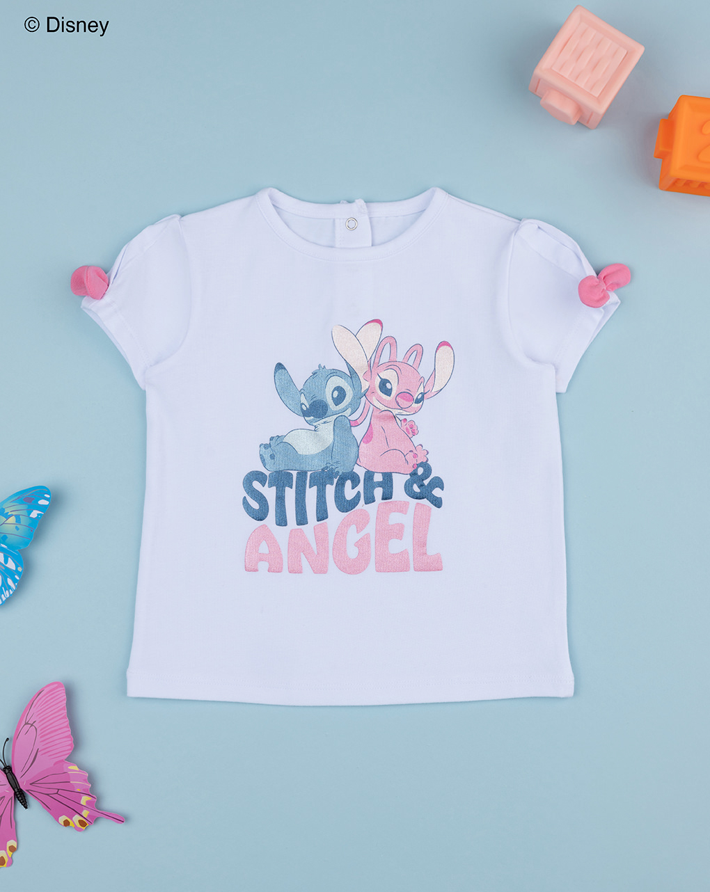 βρεφικό t-shirt λευκό stitch & angel για κορίτσι - Prénatal