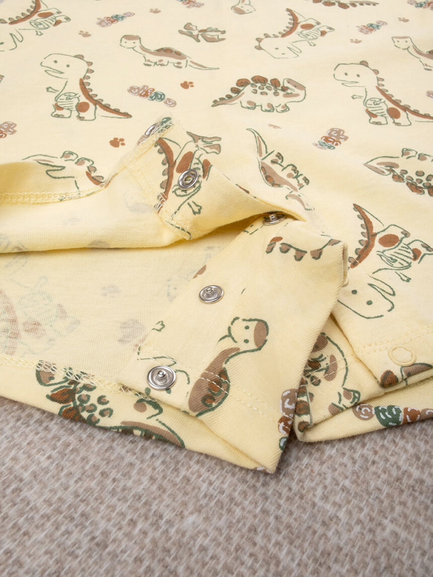 βρεφική ολόσωμη πιτζάμα κίτρινη με δεινόσαυρους για αγόρι - Prénatal