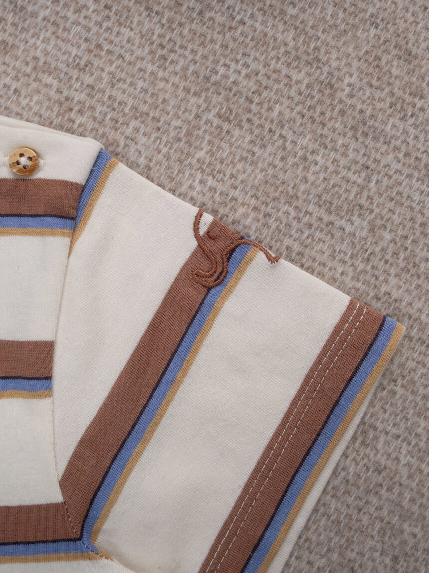 βρεφικό t-shirt μπεζ ριγέ με ελέφαντα για αγόρι - Prénatal