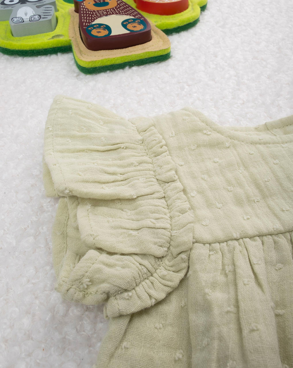 βρεφικό φόρεμα πράσινο με βολάν για κορίτσι - Prénatal