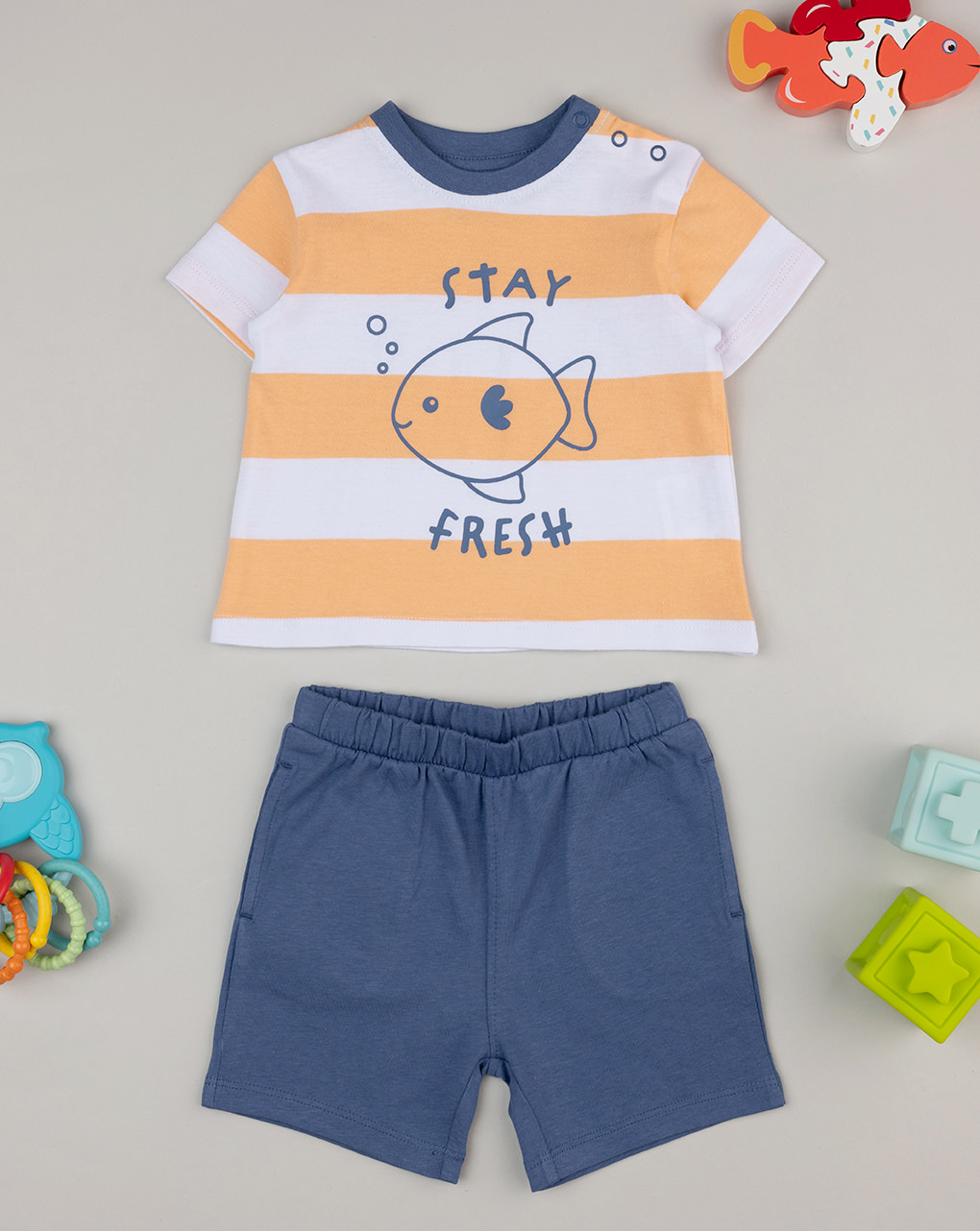 βρεφικό σετ t-shirt και σορτσάκι stay fresh για αγόρι