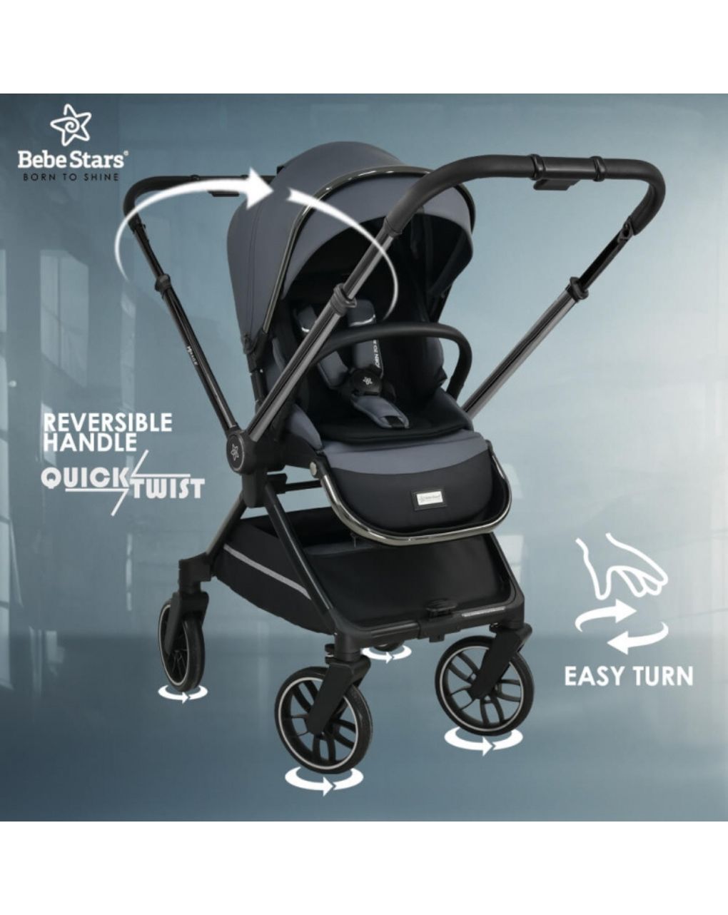 Bebe stars πολυκαρότσι mirage 2σε1 grey 331-188 - Bebe Stars