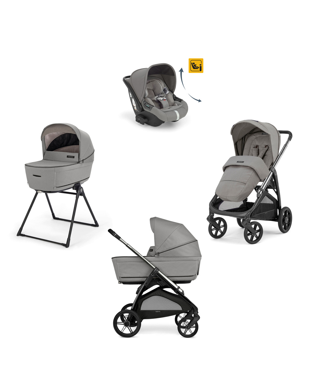 Inglesina σύστημα μεταφοράς quattro aptica darwin recline με σκελετό litio platinum grey