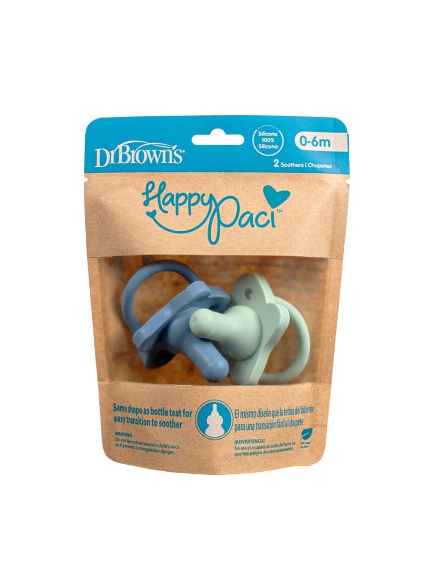 Dr. brown's πιπίλα σιλικόνης 0-6m blue/green ps12008 - Dr Browns