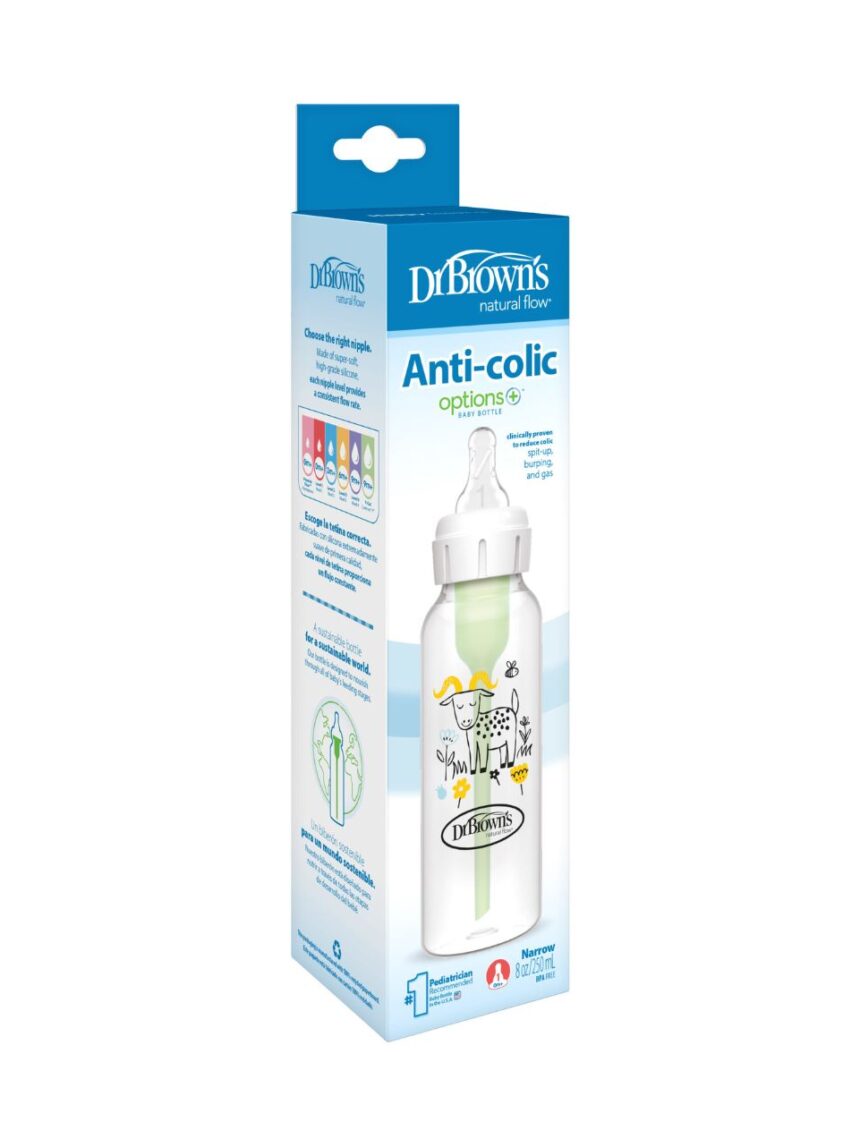 Dr. brown's options+ πλαστικό μπιμπερό με φαρδύ λαιμό 250ml κατσικούλα sb81107 - Dr Browns