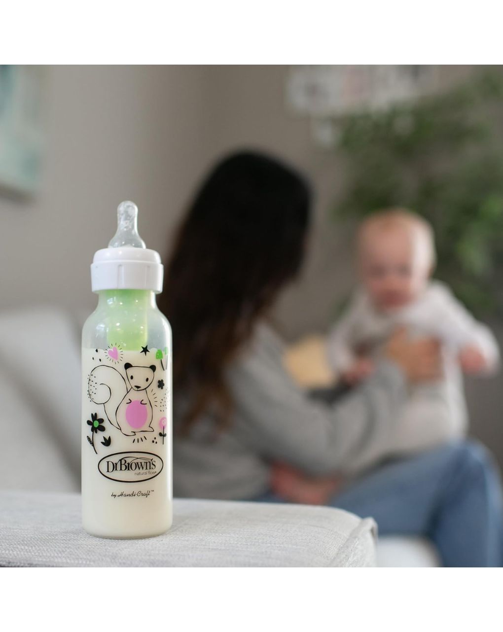 Dr. brown's options+ πλαστικό μπιμπερό 2τμχ με στενό λαιμό σκιουράκι+κατσικούλα 250ml sb82042 - Dr Browns