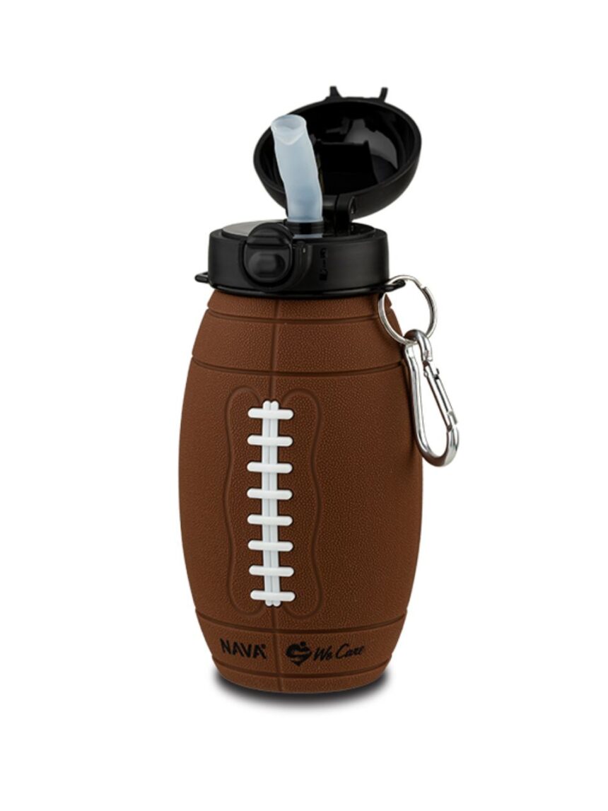 Nava μπουκάλι νερού σιλικόνης καφέ μπάλα ράγκμπι "we care" 630ml 10-006-001 - Nava