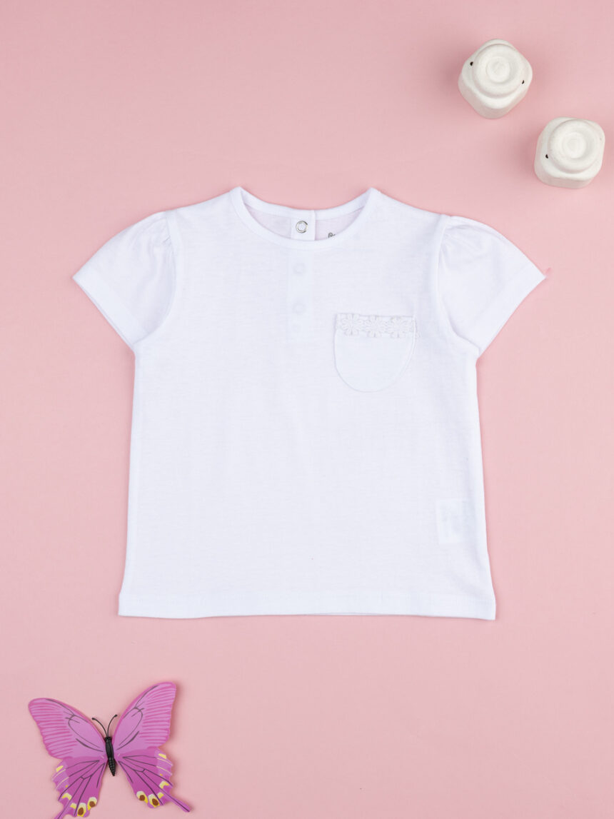 βρεφικό t-shirt λευκό με τσέπη για κορίτσι - Prénatal
