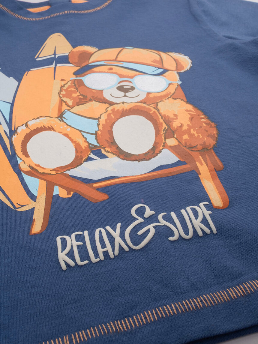 βρεφικό t-shirt μπλε αρκουδάκι surfer για αγόρι - Prénatal