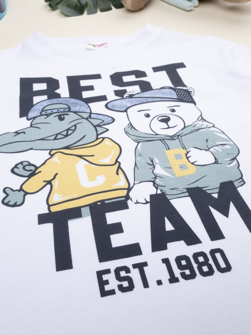 παιδική μπλούζα λευκή best team για αγόρι - Prénatal