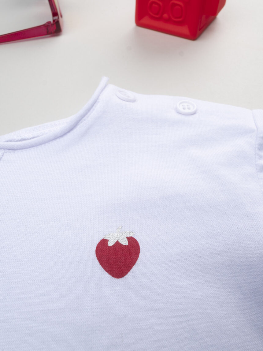 βρεφικό t-shirt λευκό με φράουλα για κορίτσι - Prénatal