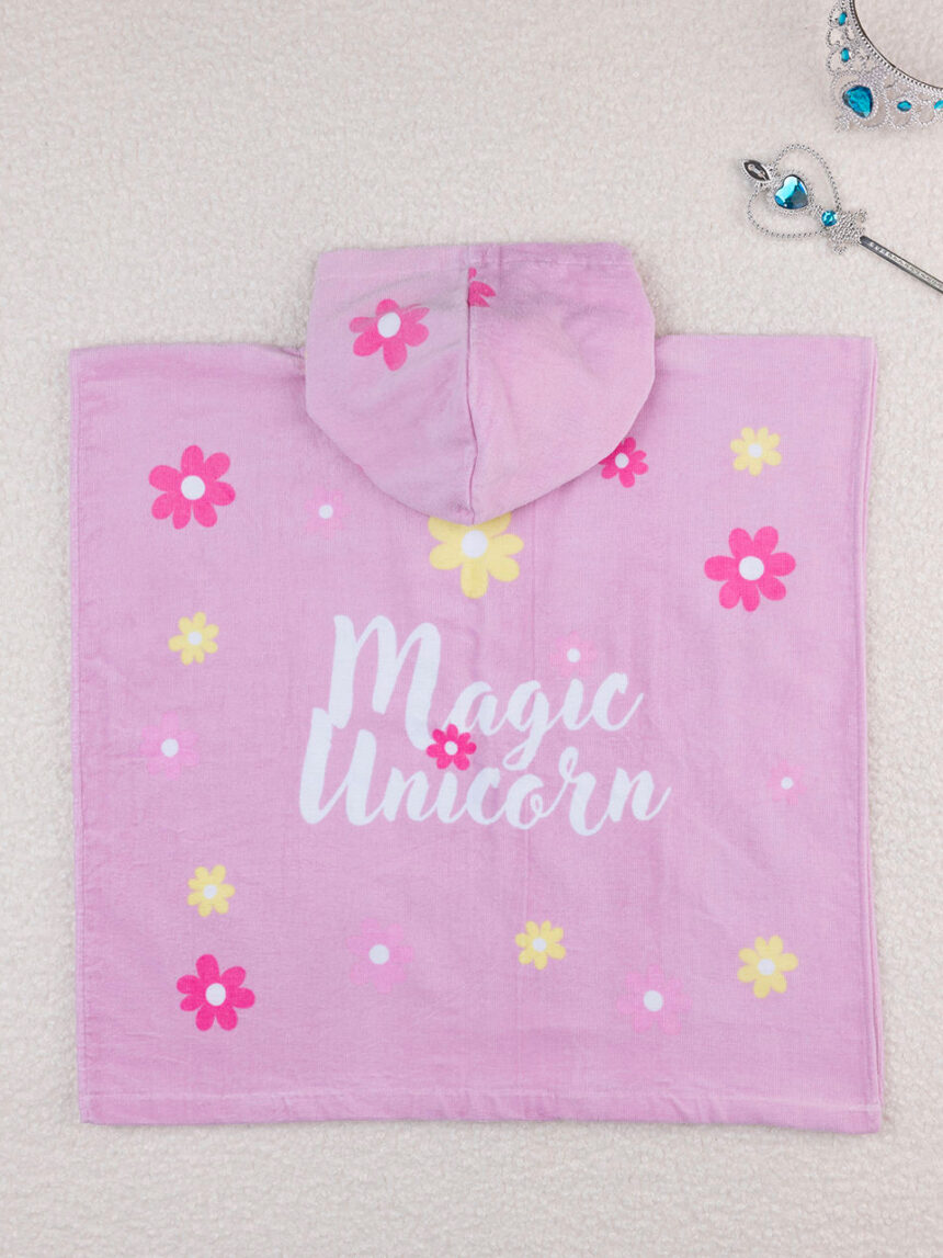 βρεφικό πόντσο θαλάσσης ροζ με μονόκερο για κορίτσι - Prénatal