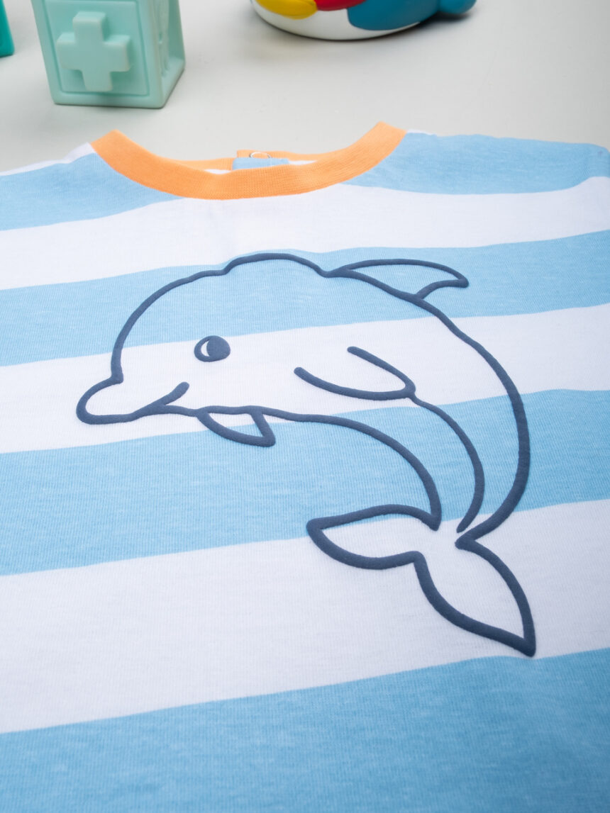 βρεφικό t-shirt ριγέ με δελφίνι για αγόρι - Prénatal