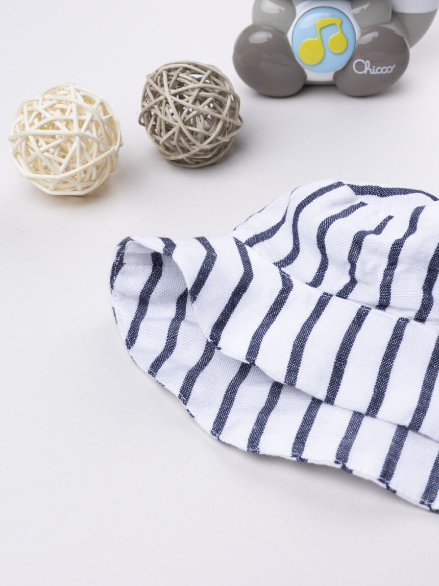 βρεφικό καπέλο λινό ριγέ μπλε/λευκό για κορίτσι - Prénatal