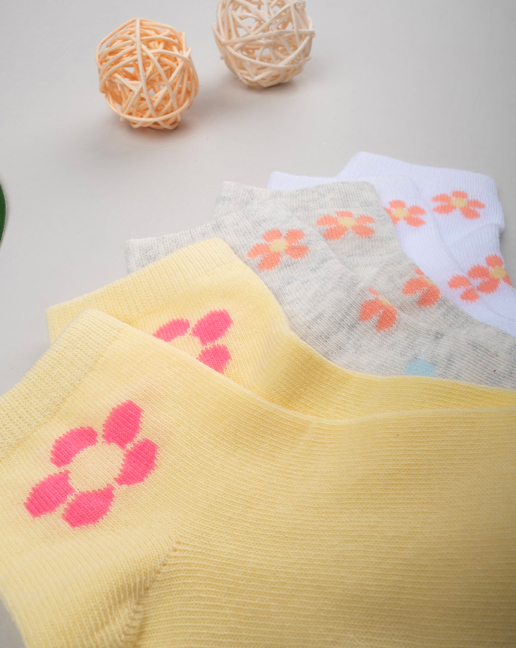 παιδικά καλτσάκια πολύχρωμα με λουλούδια πακέτο x5 για κορίτσι - Prénatal