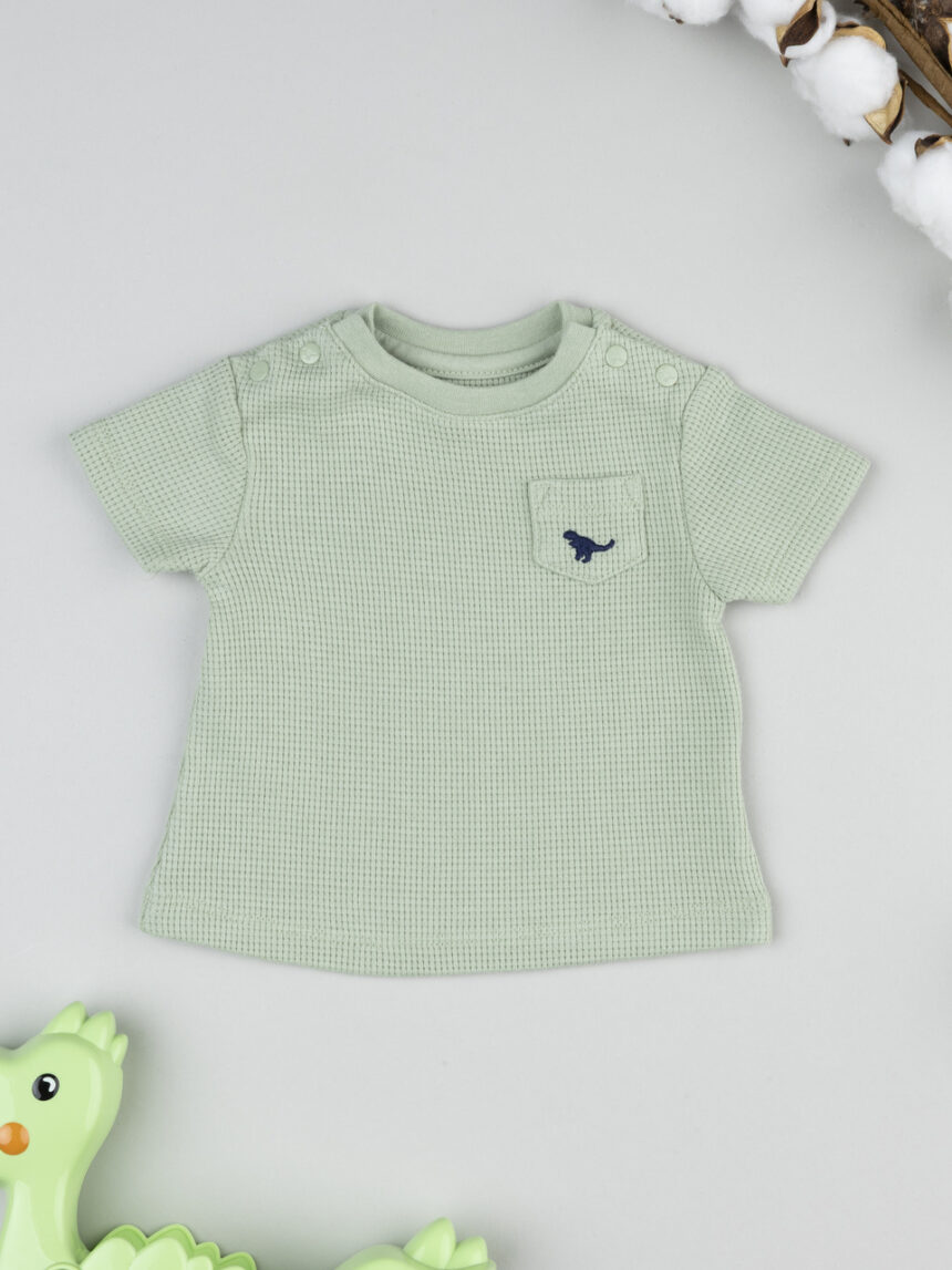 βρεφικό t-shirt γκοφρέ πράσινο με δεινόσαυρο για αγόρι - Prénatal
