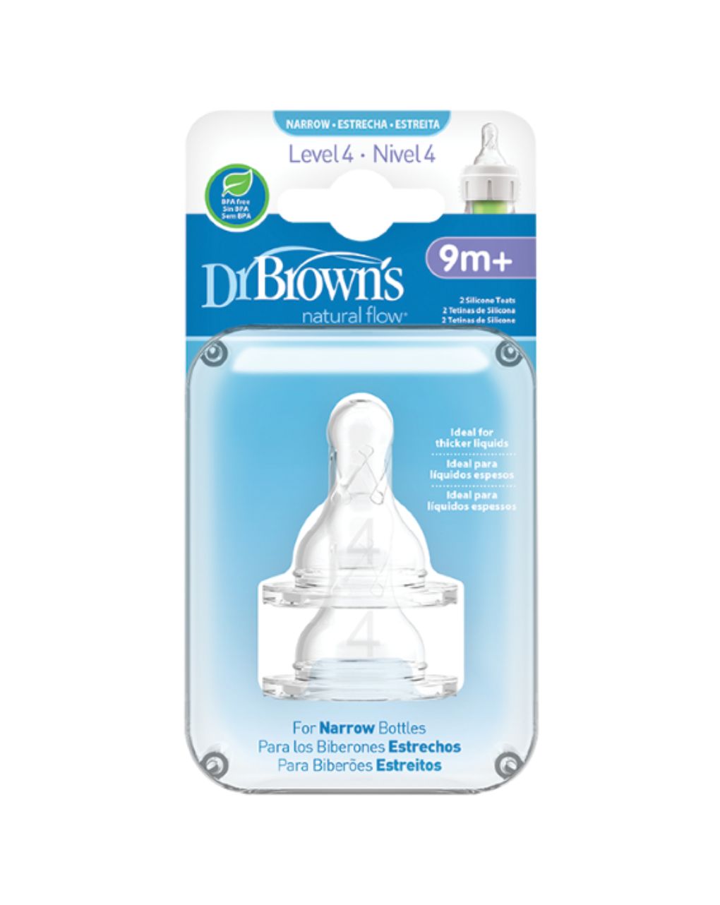 Dr. brown's options+ θηλές σιλικόνης πολύ γρήγορης ροής level 4 με στενό λαιμό 9m+ 112.70.1hc.096 - Dr Browns