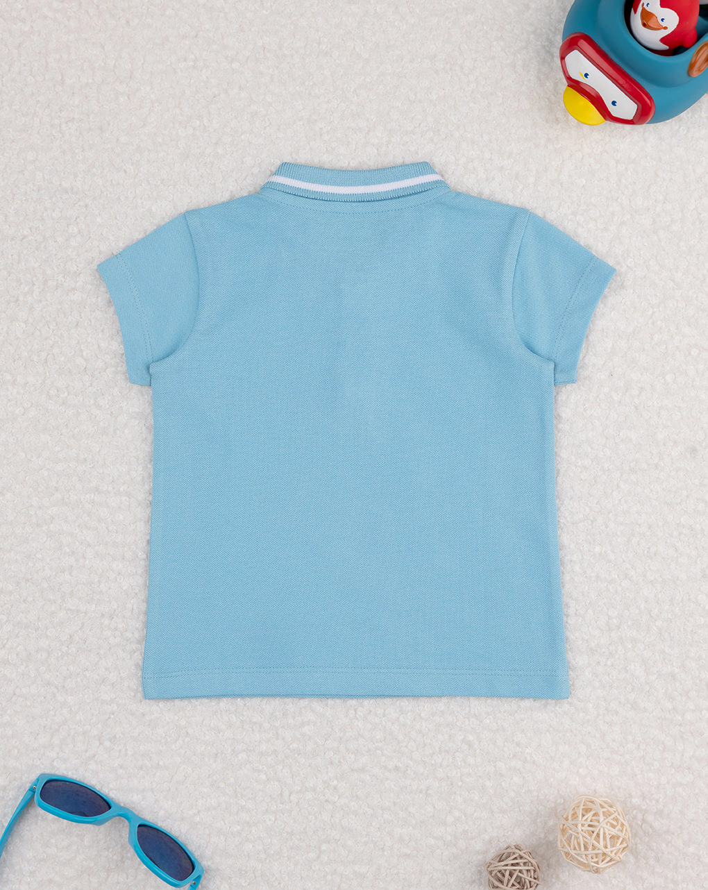 βρεφικό t-shirt πόλο γαλάζιο dino για αγόρι - Prénatal
