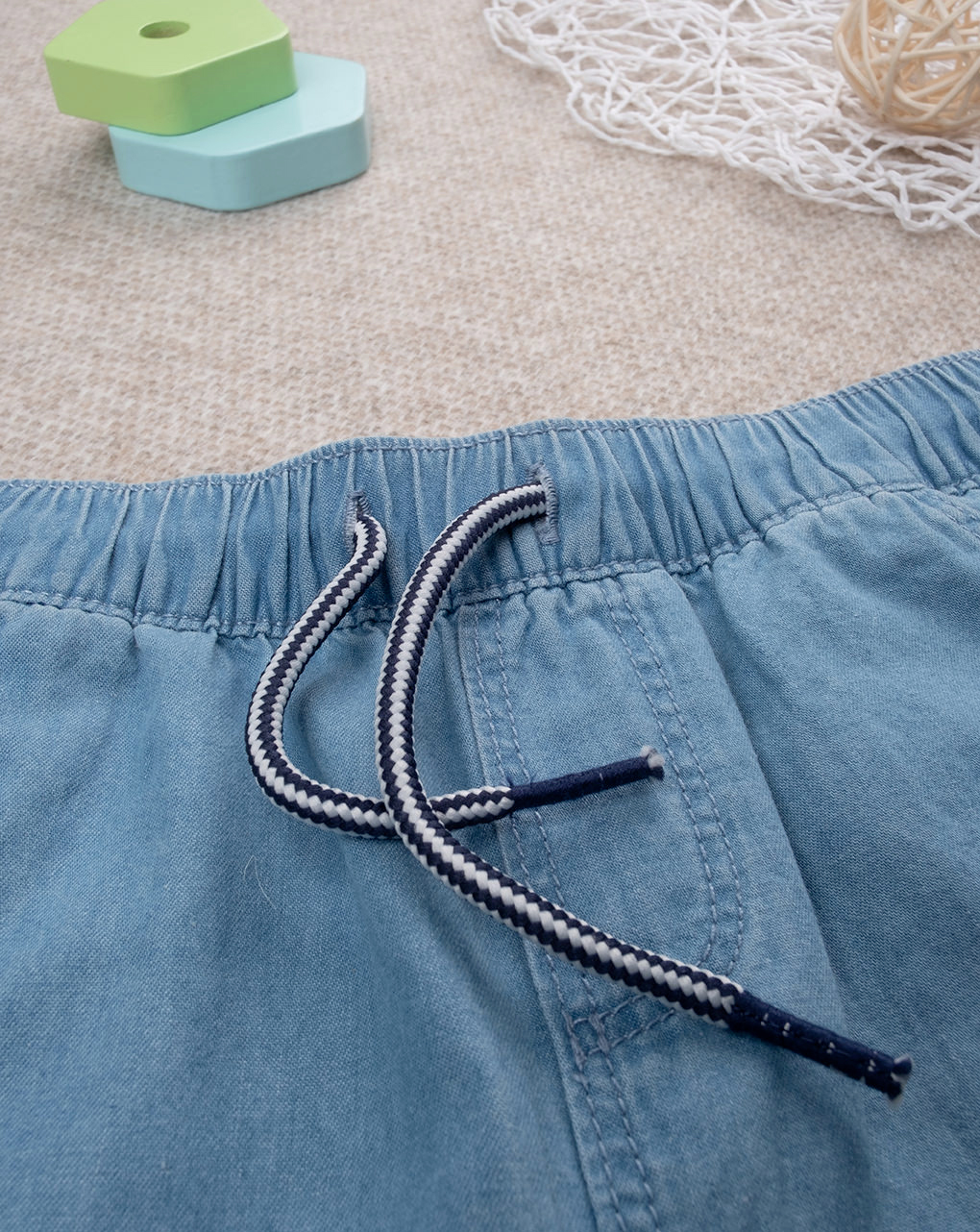 βρεφική τζιν βερμούδα μπλε με αρκουδάκι για αγόρι - Prénatal