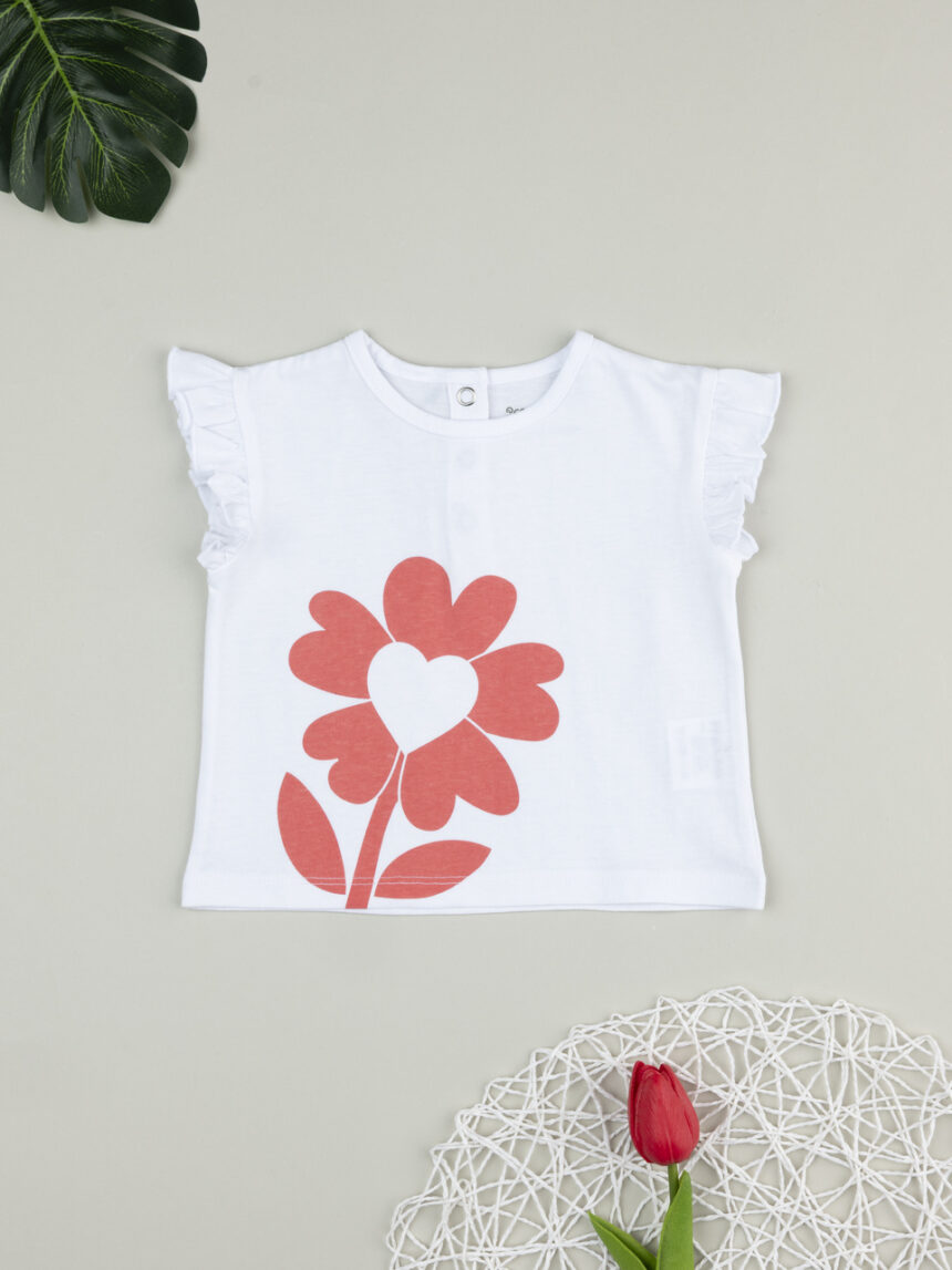 βρεφικό t-shirt λευκό με λουλούδι για κορίτσι - Prénatal