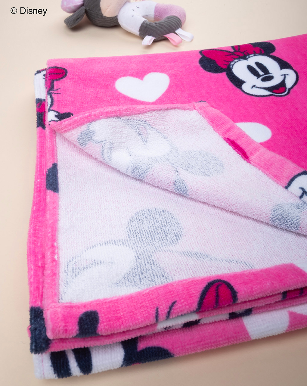 παιδική πετσέτα θαλάσσης φούξια minnie για κορίτσι - Prénatal