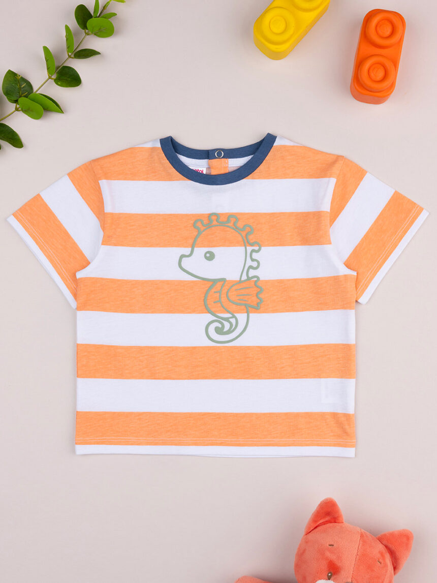 βρεφικό t-shirt ριγέ με ιππόκαμπο για αγόρι - Prénatal