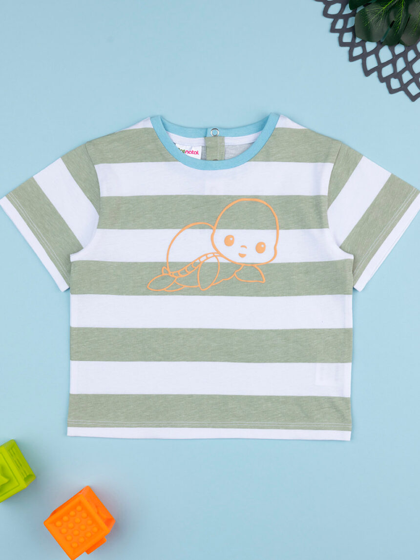 βρεφικό t-shirt ριγέ με χελώνα για αγόρι - Prénatal