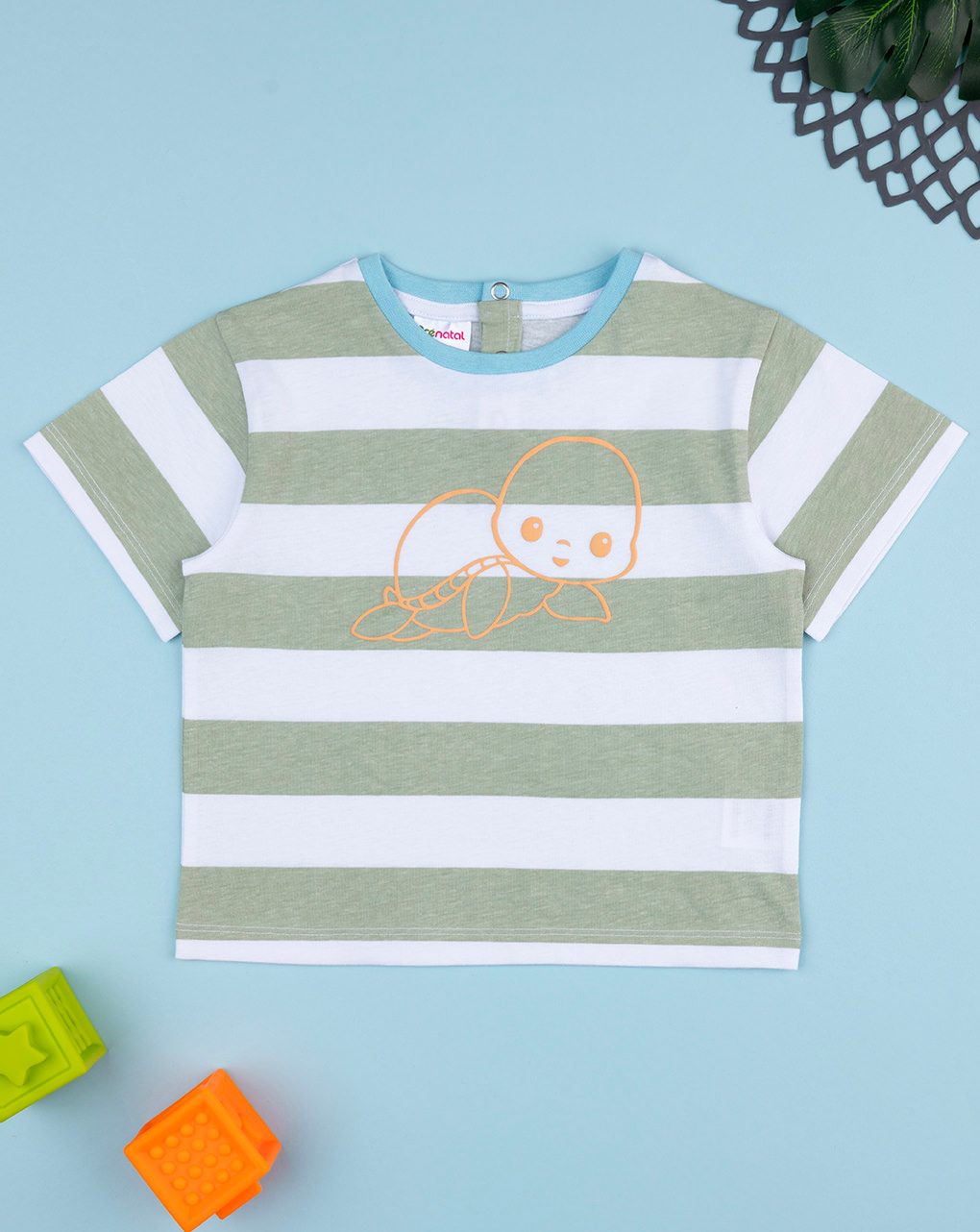 βρεφικό t-shirt ριγέ με χελώνα για αγόρι